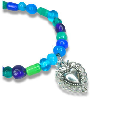 Collier "Coeur ex-voto Bleu Océan"