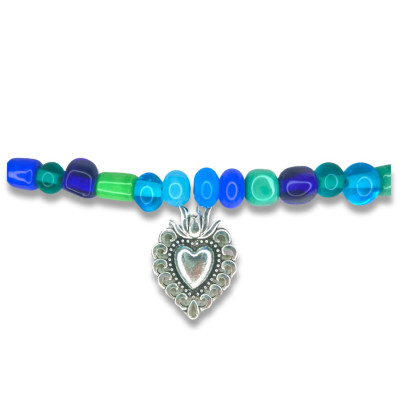Collier "Coeur ex-voto Bleu Océan"