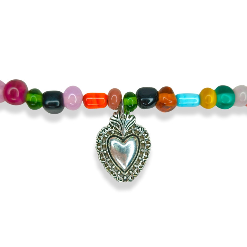 Collier "Cœur ex-voto Frida in bloom"