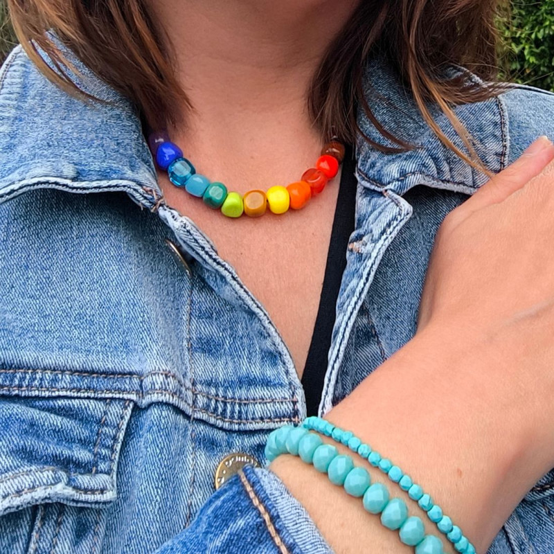 Collier " Cailloux Arc-en-ciel"