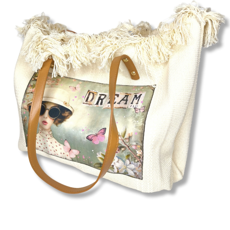 Sac cabas Art journal " Miss petits pois"