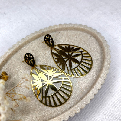 Boucles d'oreilles "Gouttes feuillages"