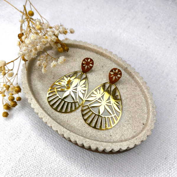 Boucles d'oreilles "Gouttes feuillages" 2