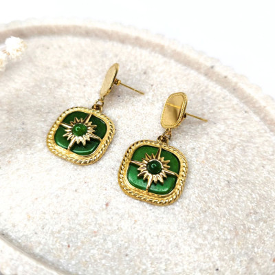 Boucles d'oreilles "Vert soleil"