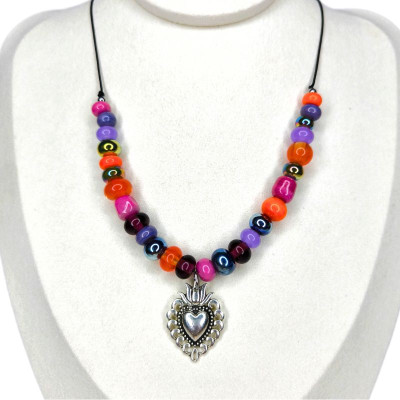 Collier "Coeur ex-voto Halloween"
