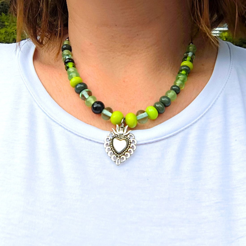 Collier "Coeur ex-voto Forêt"