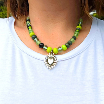 Collier "Coeur ex-voto Forêt"