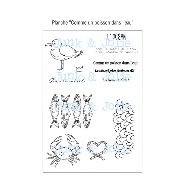 Planche de tampons digitaux "COMME UN POISSON DANS L'EAU"