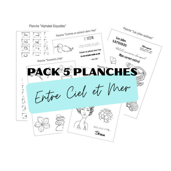 PACK 5 planches de tampons digitaux "ENTRE CIEL ET MER"